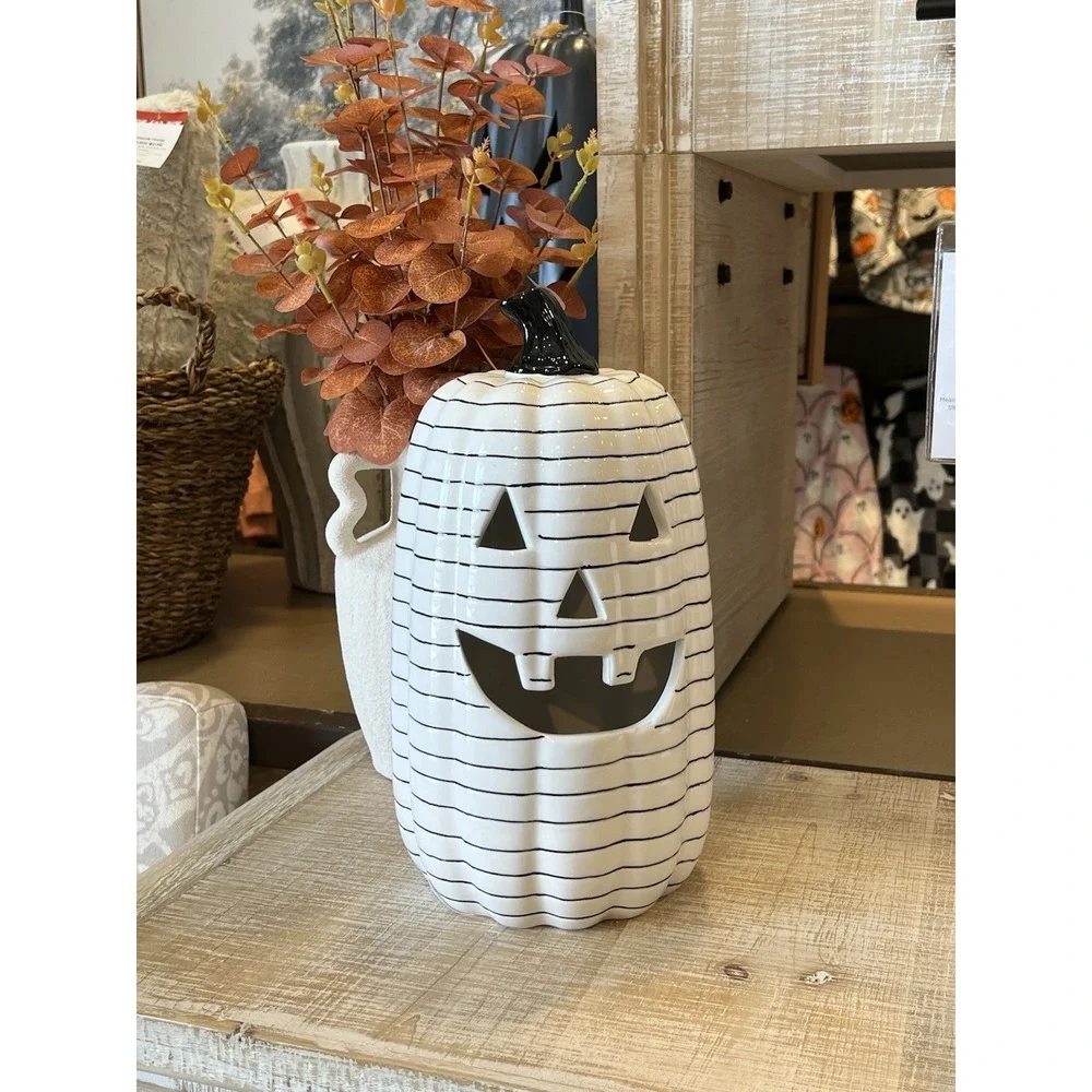 Striped LED Jack-O'-Lanterns